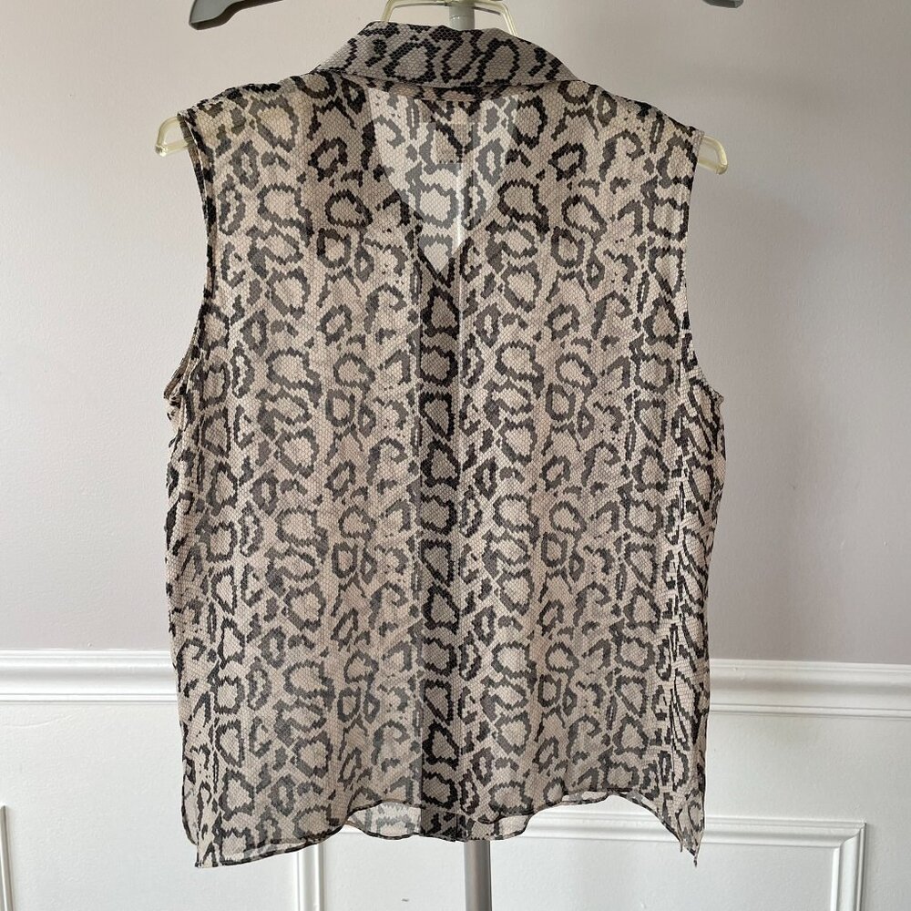 100% Silk Sleeveless Snakeskin Button-up Blouse - Picture 4 of 5